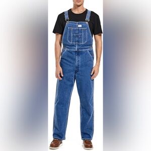 HISEA Men's Denim Bib Overalls Workwear Adjustable Straps Tool Pockets